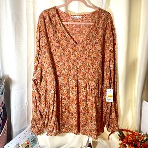 Sonoma SZ 4X Coral flowered LS Blouse